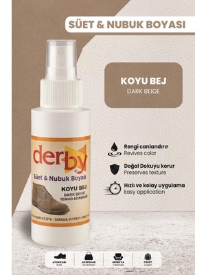 Derby Koyu Bej Süet Nubuk Renk Yenileyici Sprey 100 ml – Ayakkabı & Çanta Boyası