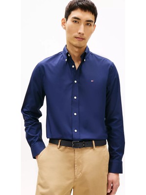 Tommy Hilfiger Erkek Regular Fit Bayrak Logo Işlemeli Uzun Kollu Lacivert Gömlek MW0MW41769-DCC