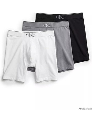 Calvin Klein Erkek Pamuklu Logo Detaylı Elastik Bel Bantlı Üçlü Gri Boxer LV00NB4473-4RV