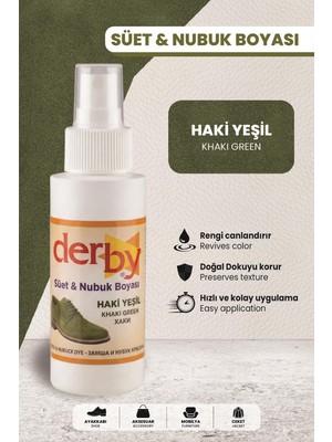 Derby Haki Yeşil Süet Nubuk Renk Yenileyici Sprey 100 ml – Ayakkabı & Çanta Boyası