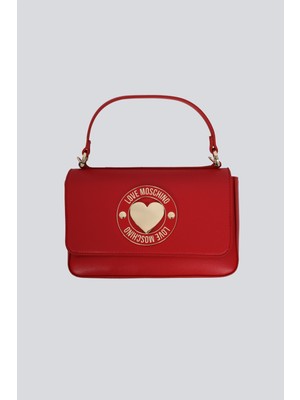 Love Moschino Kadın Metalik Logo Desenli Çıkarılabilir Uzun Omuz Askılı Kırmızı Omuz Çantası JC4367PP0NKG0-500