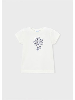 Mayoral Yazlık Kız Çocuk Baskılı Tshirt - Ekru