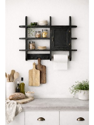 Boz Yapı Dekorasyon Elif %100 Doğal Ahşap Mutfak Rafı Terek