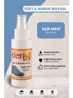 Derby Açık Mavi Süet Nubuk Renk Yenileyici Sprey 100 ml – Ayakkabı & Çanta Boyası