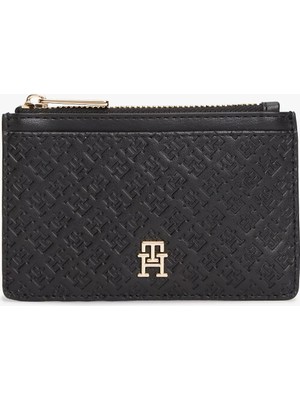 Tommy Hilfiger Kadın Fermuar Bölmeli Th Logo Detaylı Siyah Cüzdan AW0AW18477-BDS