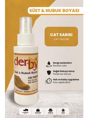 Derby Cat Sarısı Süet Nubuk Renk Yenileyici Sprey 100 ml – Ayakkabı & Çanta Boyası