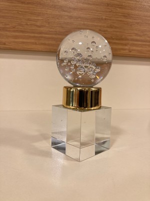 Dekoratif Kristal Tekli Küre Obje Renk Şeffaf Altın Yükseklik 14 cm