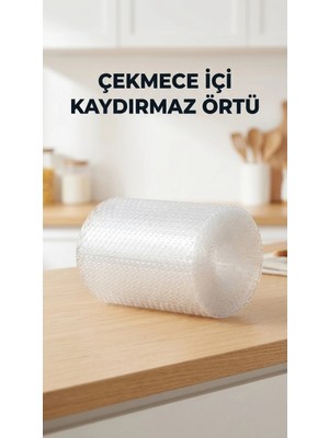 Erdo Ticaret Buğz Mutfak Şeffaf Kaydırmaz Pvc Raf Örtüsü 45X300 cm Dolap Içi Koruyucu