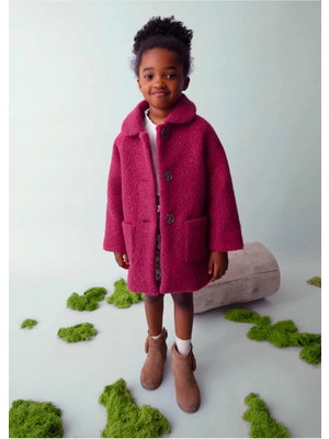 Mayoral Kışlık Kız Çocuk Kürklü Kaban Mont - Vişne