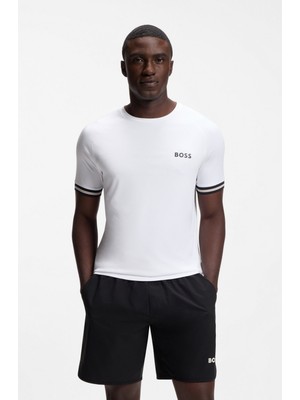Boss Erkek Kısa Kol Bisiklet Yaka Kısa Boy Pamuklu Beyaz T-Shirt 50559207-100