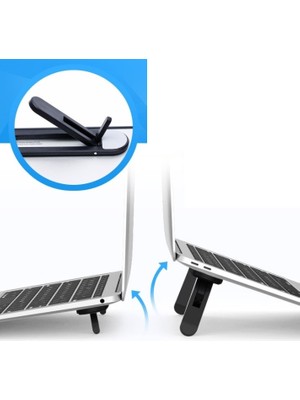 2 Kademeli Katlanabilir ve Yapışkanlı Laptop Standı Siyah (4887) Midastech