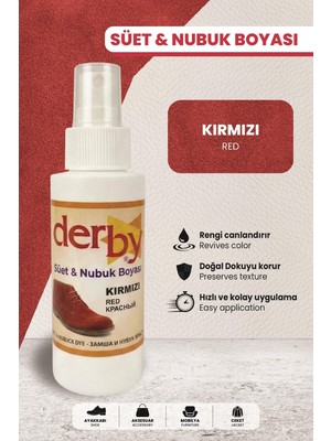 Derby Kırmızı Süet Nubuk Renk Yenileyici Sprey 100 ml – Ayakkabı & Çanta Boyası