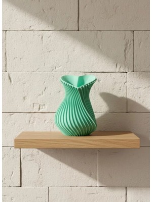 Alfa Aksesuar 03 Kalpli Turkuaz Dekoratif Vazo 24 cm Modern Şık Tasarım