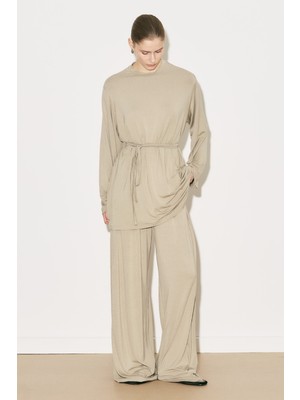 Manuka Easy Kuşaklı Rahat Bluz Taş