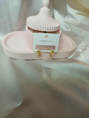 Jewelry Altın Rengi Incili Yıldızlı Küpe