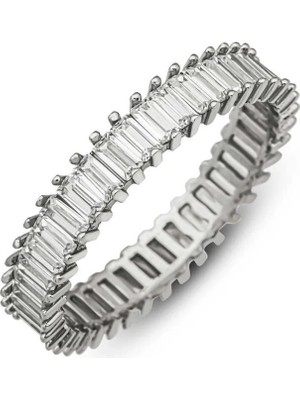 Inure Jewelry Gümüş Baget Taşlı Tamtur Kadın Yüzük