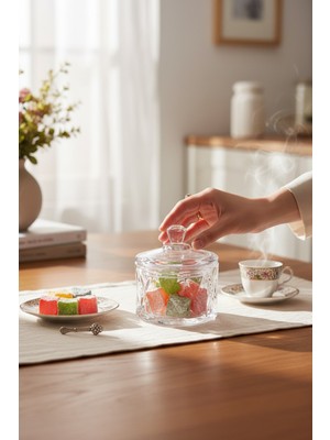 Bereketli Store Cam Lokumluk – Kapaklı Dekoratif Cam Kavanoz, Sofra ve Mutfak Aksesuarı