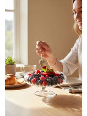 Bereketli Store Coco Ayaklı Salata Kasesi 19 cm – Şık Cam Servis Kasesi, Sunum ve Salata Kases