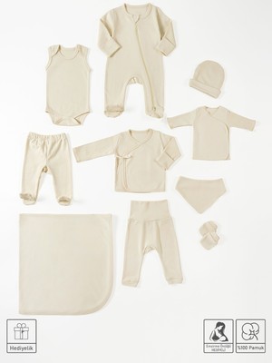 Mama Padre Soft Touch Yenidoğan Organik Hastane Çıkış Seti 10 Parça + Emzirme Önlüğü Hediye