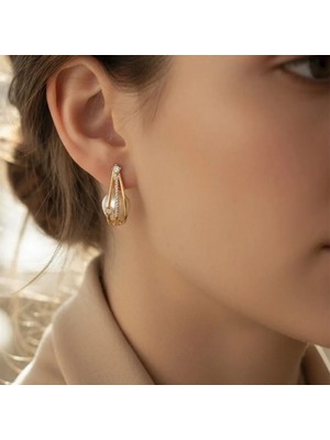 Xuping Jewelry Stil Incisi/xupıng Jewelry Elips Incili Taşlı Model Küpe