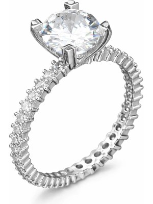 Inure Jewelry Gümüş Tektaş Tamtur Kadın Yüzük