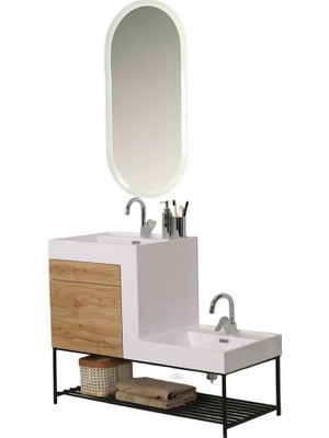 Kobos Up-Down 100 cm Banyo Dolabı Seti Light Walnut