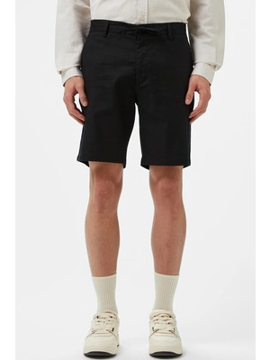 Lacoste Men's Regular Fit Black Bermuda Shorts Erkek Keten Pamuk Bermuda Şort Siyah