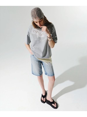 Twist Trok Baskılı Denim Bermuda Şort  TS1260013083CC2