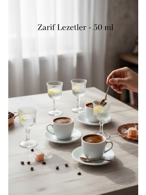 Bereketli Store Line 50 ml Kahve Yanı Cam Bardak – Çizgili Şık Sunumluk