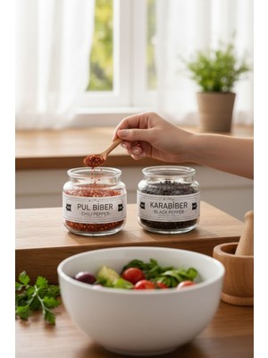 Bereketli Store 2’li Büyük Bambu Kapaklı Cam Baharatlık Kavanoz Seti – Mutfak Düzenleyici Saklama Kavanozu