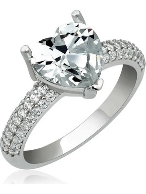 Inure Jewelry Gümüş Kalp Montür Bayan Yüzük