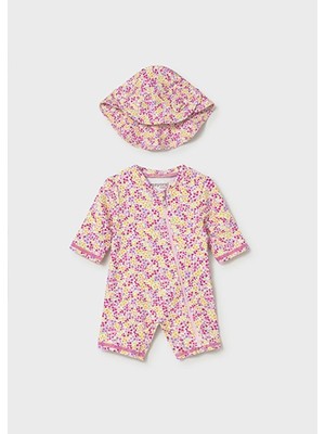 Mayoral Yazlık Kız Bebek Yenidoğan Bady Şapkalı Mayo - Pembe