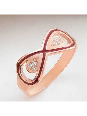 Inure Jewelry Gümüş Rose Zirkon Taşlı Sonsuzluk Kadın Yüzük