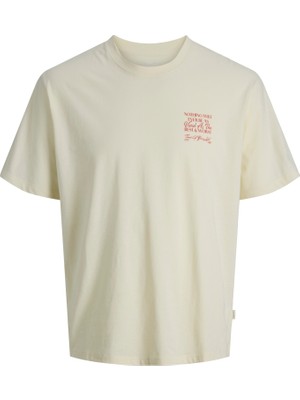 Jack & Jones Erkek Sirt Baskili Bisiklet Yaka Tisört - Trendy