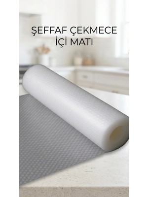 Erdo Ticaret Buğz Şeffaf Kaydırmaz Raflık Koruyucu Pvc Dolap Içi Çekmece Örtüsü 45X300CM