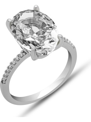 Inure Jewelry Gümüş Ice Cut Oval Zirkon Taşlı Kadın Yüzük