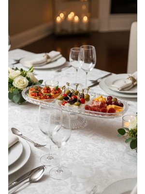 Bereketli Store Alegre Glass 3 Gözlü Ayaklı Sunumluk | Damla Kayık Tasarım Cam Servis