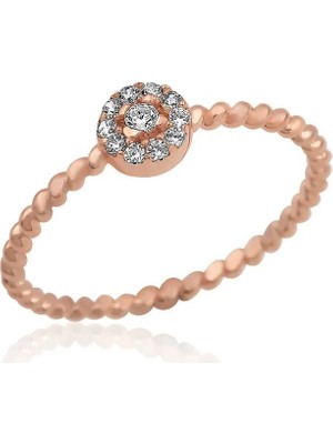Inure Jewelry Gümüş Rose Zirkon Taşlı Kadın Yüzük