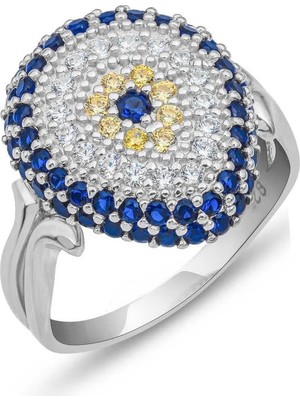 Inure Jewelry Gümüş Damla Nazarlı Kadın Yüzük