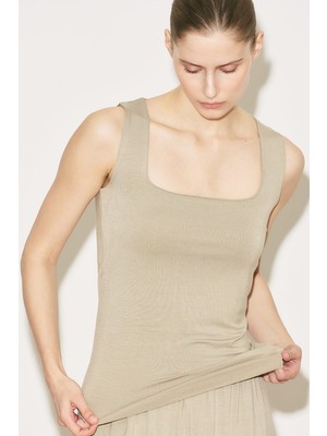 Manuka Easy Kolsuz Kare Yaka Bluz Taş