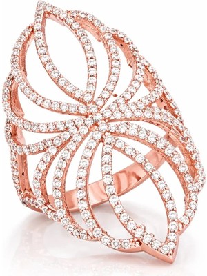 Inure Jewelry Gümüş Rose Zirkon Taşlı Bayan Yüzük
