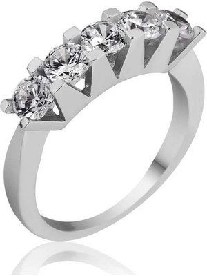 Inure Jewelry Gümüş 5 Taş Bayan Yüzük