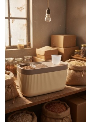 Bereketli Store Redtaş Bakliyat Kabı | Ölçü Kaplı Sürgülü Kapaklı Çok Amaçlı Saklama Kabı