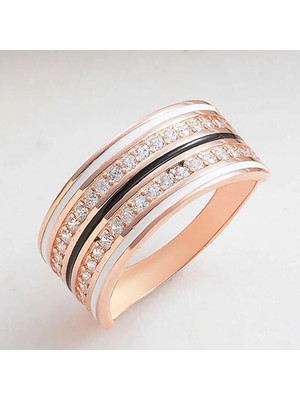 Inure Jewelry Gümüş Rose Zirkon Taşlı Kadın Yüzük