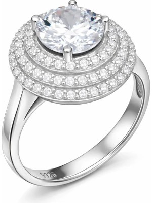 Inure Jewelry Gümüş 3 Sıra Taşlı Anturaj Kadın Yüzük