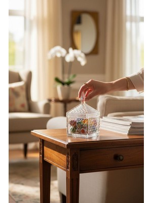 Bereketli Store Kapaklı Kare Kristal Şekerlik | Baklava Detaylı Lokumluk & Çikolatalık