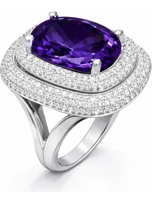 Inure Jewelry Gümüş Ametist Taşlı Kadın Yüzük
