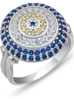 Inure Jewelry Gümüş Yuvarlak Nazarlı Kadın Yüzük