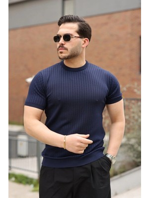 MiraLive Miray- Erkek Fitilli Bisiklet Yaka Triko Tişört