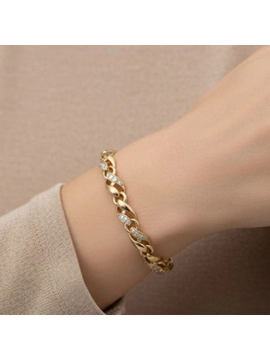 Xuping Jewelry Stil Incisi/xupıng Jewelry Figaro  Zirkon Taşlı Bileklik